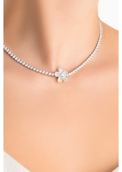 Papatya 18 Ayar Beyaz Altın Kaplama Gümüş Charm modelleri