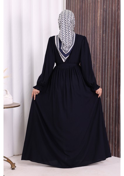 Düğme Detay Elbise 6055 Lacivert indirimleri