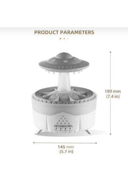 Ufo Tasarımlı Yağmur Efektli Hava Nemlendirici – LED Işıklı, Sessiz Çalışma, Zaman Ayarlı, Aromaterapi Uyumlu modelleri