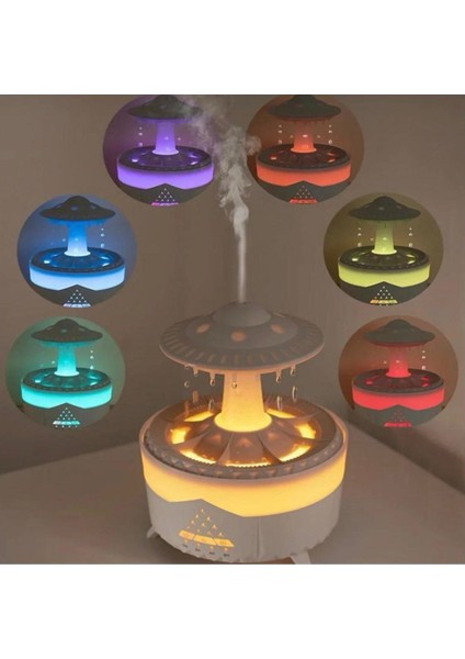 Ufo Tasarımlı Yağmur Efektli Hava Nemlendirici – LED Işıklı, Sessiz Çalışma, Zaman Ayarlı, Aromaterapi Uyumlu fırsatları