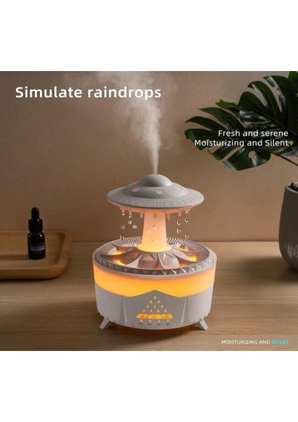 Ufo Tasarımlı Yağmur Efektli Hava Nemlendirici – LED Işıklı, Sessiz Çalışma, Zaman Ayarlı, Aromaterapi Uyumlu indirimleri