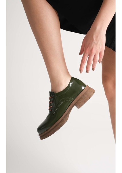 Kadın Hakiki Deri Bağcıklı Oxford Ayakkabı - Kahve fırsatları