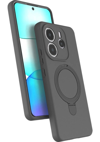 Xiaomi Redmi Note 14 4g Kılıf Magsafe Halkalı Extra Standlı Içi Kadife Yumuşak Renkli Silikon Samara Kapak