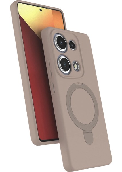 Xiaomi Redmi Note 13 Pro 4g Kılıf Magsafe Halkalı Extra Standlı Içi Kadife Yumuşak Renkli Silikon Samara Kapak