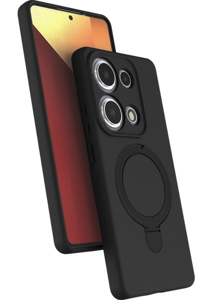 Xiaomi Redmi Note 13 Pro 4g Kılıf Magsafe Halkalı Extra Standlı Içi Kadife Yumuşak Renkli Silikon Samara Kapak