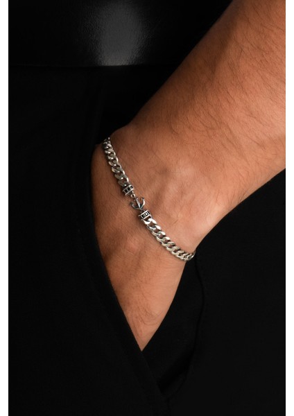 Çapa Figürlü Cilalı 21 cm Gümüş Erkek Gurmet Zincir Bileklik fiyatları