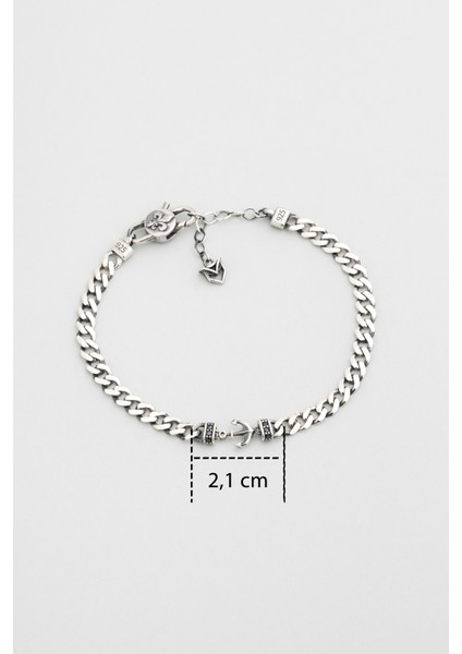 Çapa Figürlü Cilalı 21 cm Gümüş Erkek Gurmet Zincir Bileklik modelleri