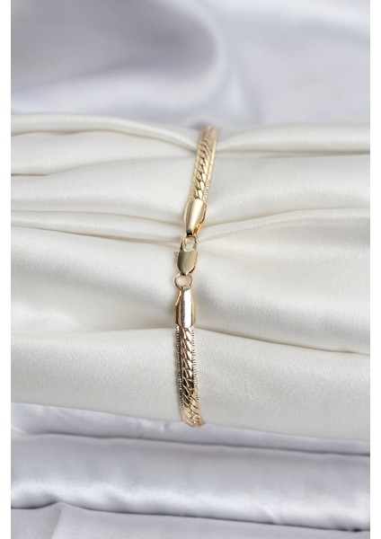 14K Gold Renk Kaplama Lazer Ezme Zincir Model cm Kadın Bileklik fiyatları