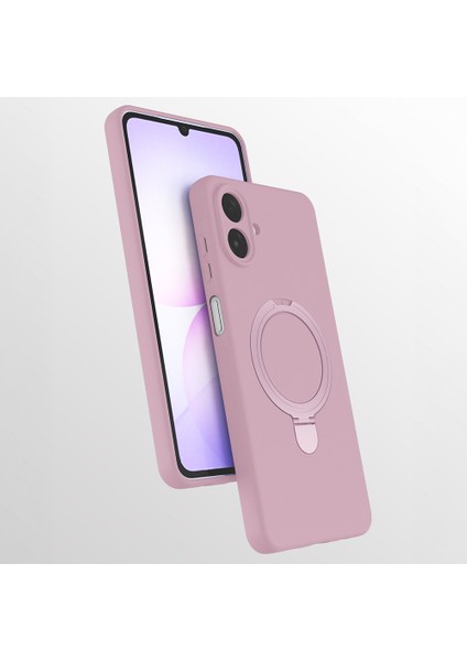 Samsung Galaxy A07 Kılıf Magsafe Halkalı Extra Standlı Içi Kadife Yumuşak Renkli Silikon Samara Kapak