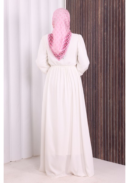 Düğme Detay Elbise 6055 Ekru indirimleri