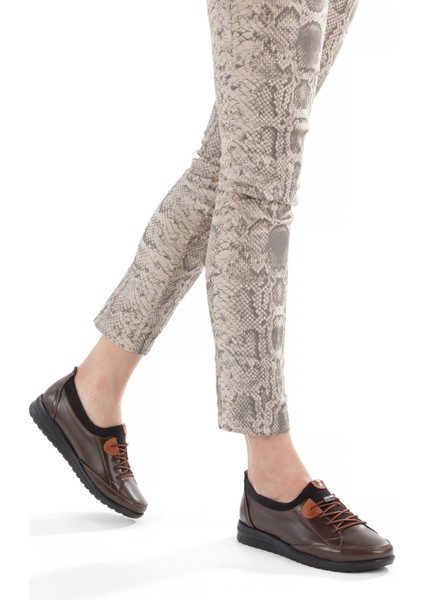 ARTI-ARTI014-BB-0051 Hakiki Deri Günlük Ortopedik Kadın Kahverengi Babet Ayakkabı