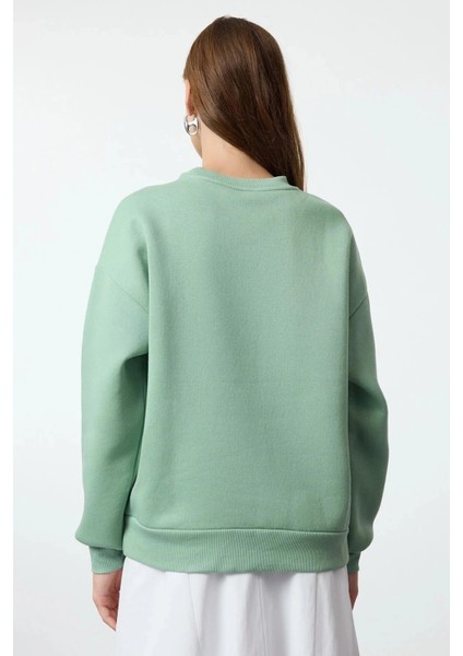 3 Iplik Şardonlu Bisiklet Yaka Sweatshirt Mint fiyatları