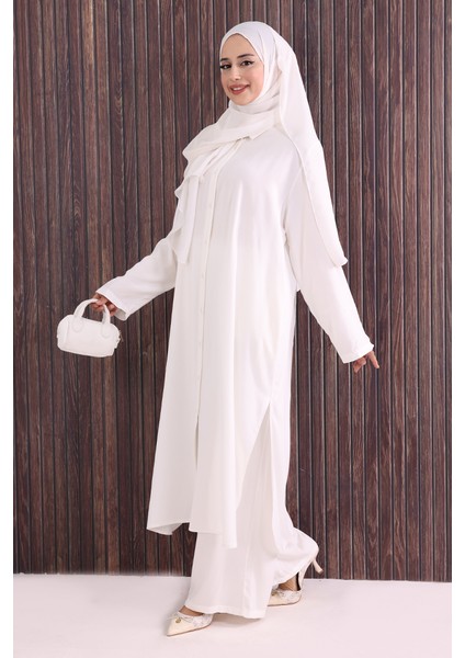 Düğmeli Ikili Takım 6057 Ekru modelleri