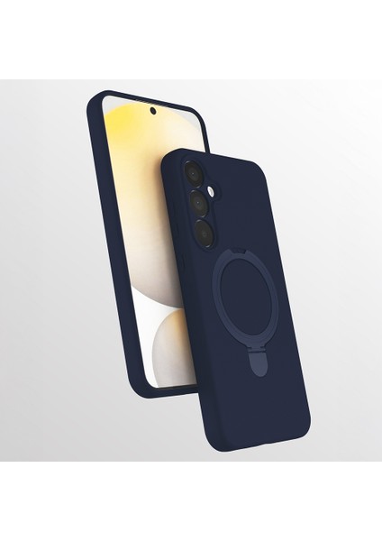 Samsung Galaxy A17 Kılıf Magsafe Halkalı Extra Standlı Içi Kadife Yumuşak Renkli Silikon Samara Kapak