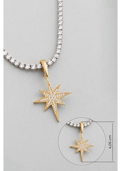 Kuzey Yıldızı 18 Ayar Sarı Altın Kaplama Gümüş Charm