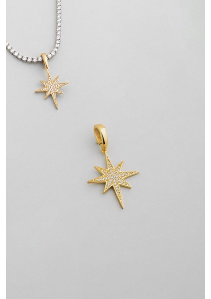 Kuzey Yıldızı 18 Ayar Sarı Altın Kaplama Gümüş Charm fırsatları