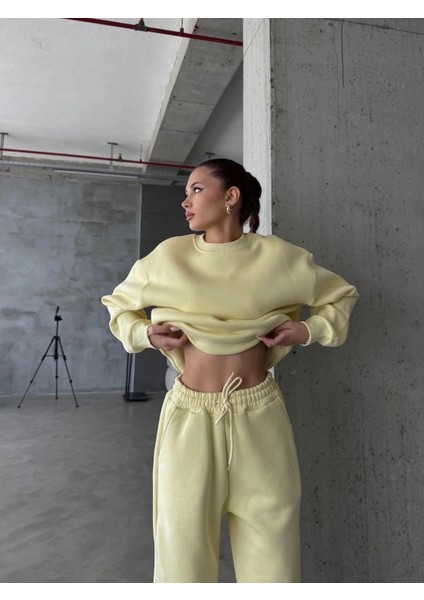 3 Iplik Şardonlu Lastik Paça Eşofman Sarı P510439 fiyatları