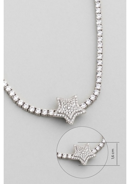 Seher Yıldızı 18 Ayar Beyaz Altın Kaplama Gümüş Charm