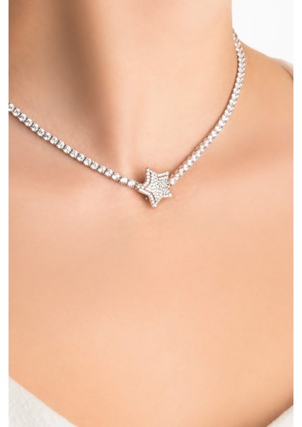 Seher Yıldızı 18 Ayar Beyaz Altın Kaplama Gümüş Charm modelleri