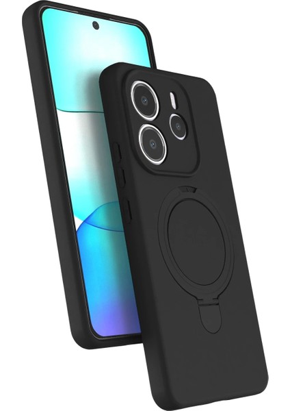 Xiaomi Redmi Note 14 4g Kılıf Magsafe Halkalı Extra Standlı Içi Kadife Yumuşak Renkli Silikon Samara Kapak