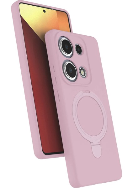 Xiaomi Redmi Note 13 Pro 4g Kılıf Magsafe Halkalı Extra Standlı Içi Kadife Yumuşak Renkli Silikon Samara Kapak