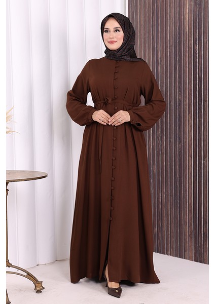 Boydan Düğmeli Ferace 6056 Kahverengi fiyatları