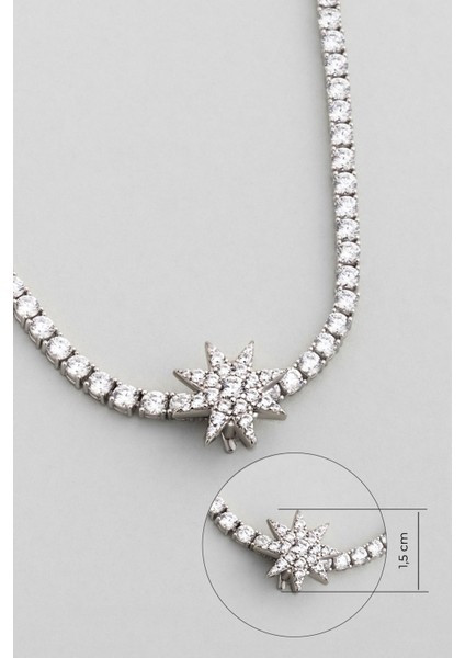 Zühre Yıldızı 18 Ayar Beyaz Altın Kaplama Gümüş Charm