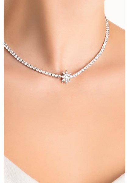 Zühre Yıldızı 18 Ayar Beyaz Altın Kaplama Gümüş Charm modelleri