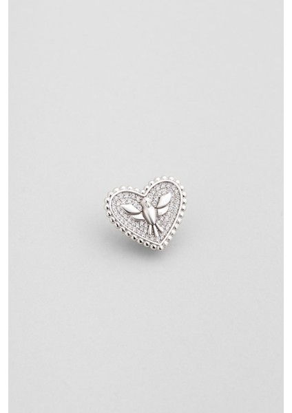 Anka Kuşu 18 Ayar Beyaz Altın Kaplama Gümüş Kalp Charm fiyatları