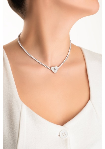 Anka Kuşu 18 Ayar Beyaz Altın Kaplama Gümüş Kalp Charm indirimleri