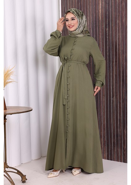 Boydan Düğmeli Ferace 6056 Haki modelleri