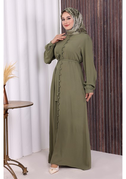 Boydan Düğmeli Ferace 6056 Haki fırsatları