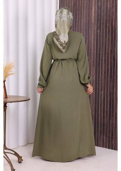 Boydan Düğmeli Ferace 6056 Haki indirimleri