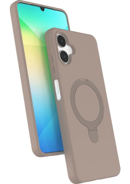 Samsung Galaxy A06 Kılıf Magsafe Halkalı Extra Standlı Içi Kadife Yumuşak Renkli Silikon Samara Kapak