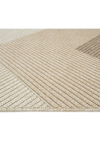 Bress Bej Salon Halısı Modern Desen Saçaklı Yumuşak Bukleli Dokuma Bohem Ev Oda Oturma Odası Halısı