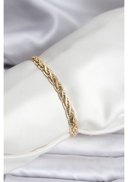 14K Gold Renk Kaplama Lazer Zincir Model cm Kadın Bileklik