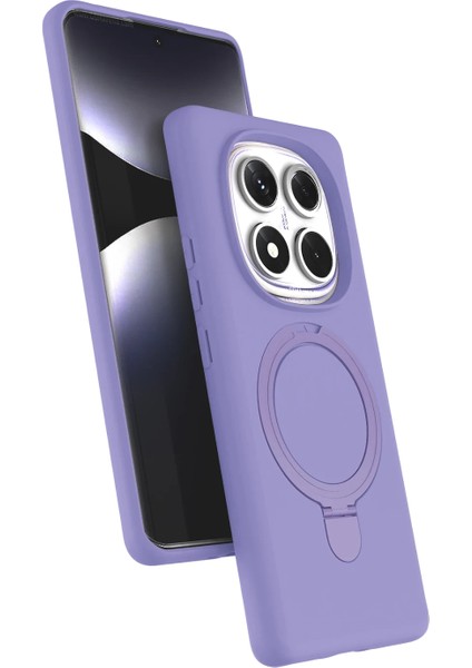 Xiaomi Redmi Note 14 Pro 4g Kılıf Magsafe Halkalı Extra Standlı Içi Kadife Yumuşak Renkli Silikon Samara Kapak