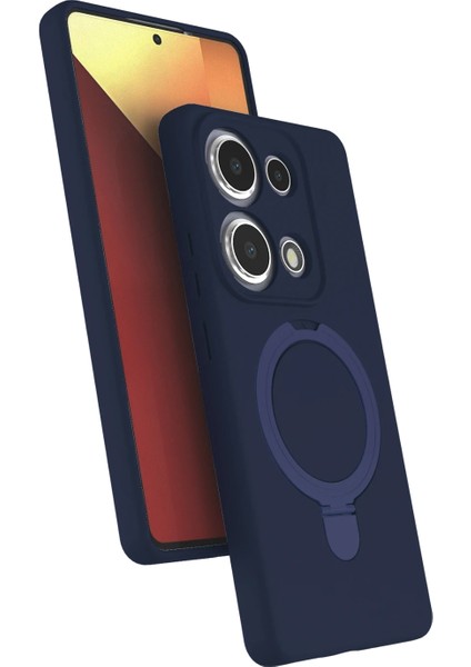 Xiaomi Redmi Note 13 Pro 4g Kılıf Magsafe Halkalı Extra Standlı Içi Kadife Yumuşak Renkli Silikon Samara Kapak