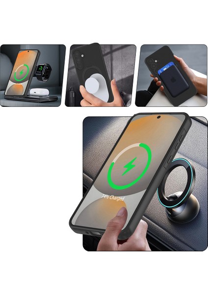 Samsung Galaxy A17 Kılıf M-safe Şarj Özellikli Standlı Zore Samara Kapak + Hayalet Cam Ekran Koruyucu fırsatları