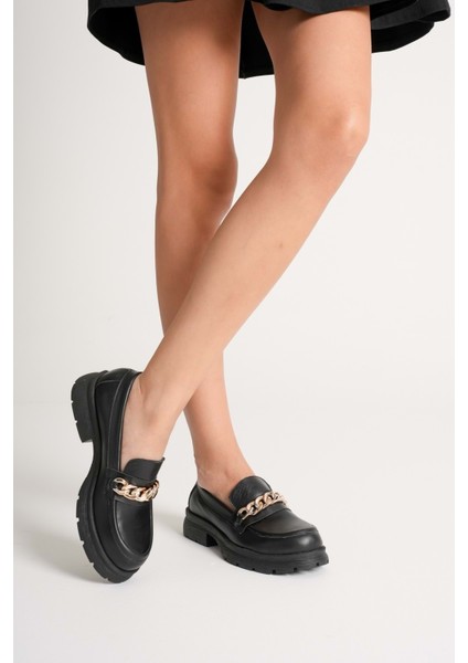 Kadın Hakiki Deri Light Tabanlı Tokalı Rahat Loafer Ayakkabı - Yeşil Rugan