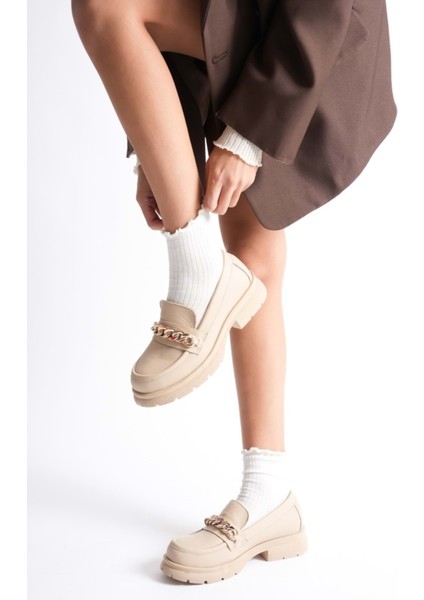 Kadın Hakiki Deri Light Tabanlı Tokalı Rahat Loafer Ayakkabı - Yeşil Rugan