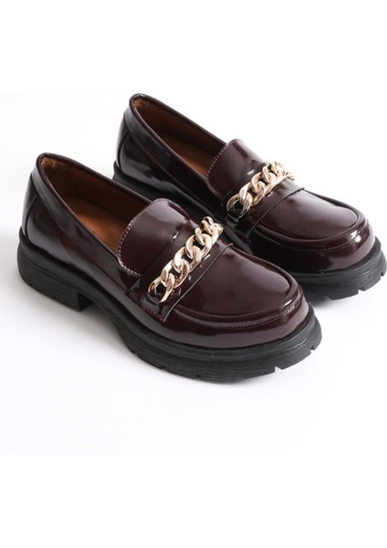 Kadın Hakiki Deri Light Tabanlı Tokalı Rahat Loafer Ayakkabı - Yeşil Rugan fırsatları