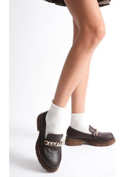 Kadın Hakiki Deri Light Tabanlı Tokalı Rahat Loafer Ayakkabı - Yeşil Rugan fiyatları