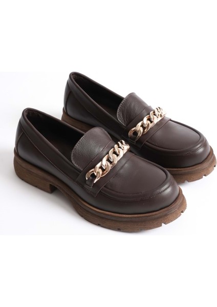 Kadın Hakiki Deri Light Tabanlı Tokalı Rahat Loafer Ayakkabı - Yeşil Rugan fırsatları