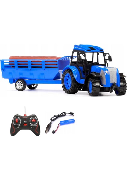 Uzaktan Kumandalı Römorklu Traktör Şarjlı Full Fonksiyon Çiftlik Hayvanı Odun Hediyeli 3 Renkli