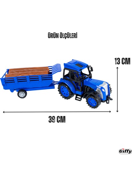 Uzaktan Kumandalı Römorklu Traktör Şarjlı Full Fonksiyon Çiftlik Hayvanı Odun Hediyeli 3 Renkli modelleri