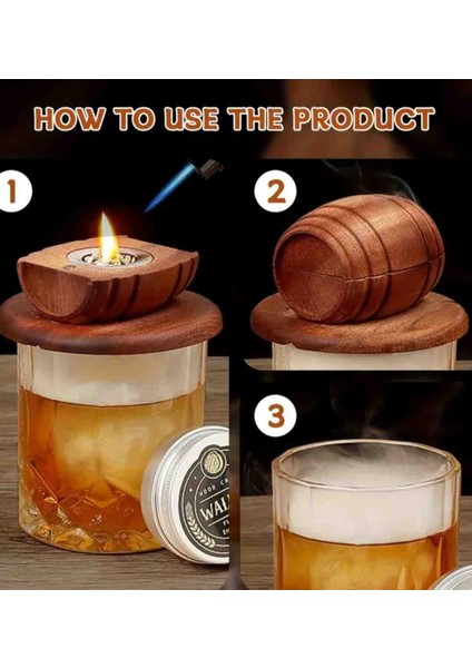 Ahşap Varil Tarzı Tütsülendirme Seti 4 Parça Setli (Elma Kiraz Armut ve Ceviz)