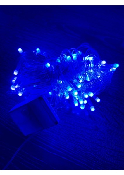 10M 100 LED Damla Uçlu Mavi Işık Şeffaf Kablo Mz-17-6