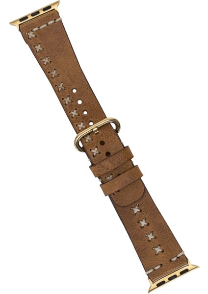 Apple Watch Uyumlu Deri Kordon 42-44-45MM Aqua V18 Taba modelleri