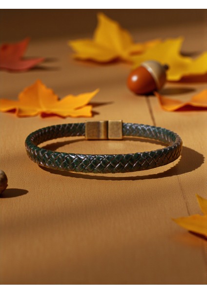 Yeşil Deri Bileklik, Mıknatıs Kapama, 3 Beden Seçeneği, Modern Tasarım indirimleri